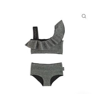 nununu Kids Black and Gray Ruffle Bikini